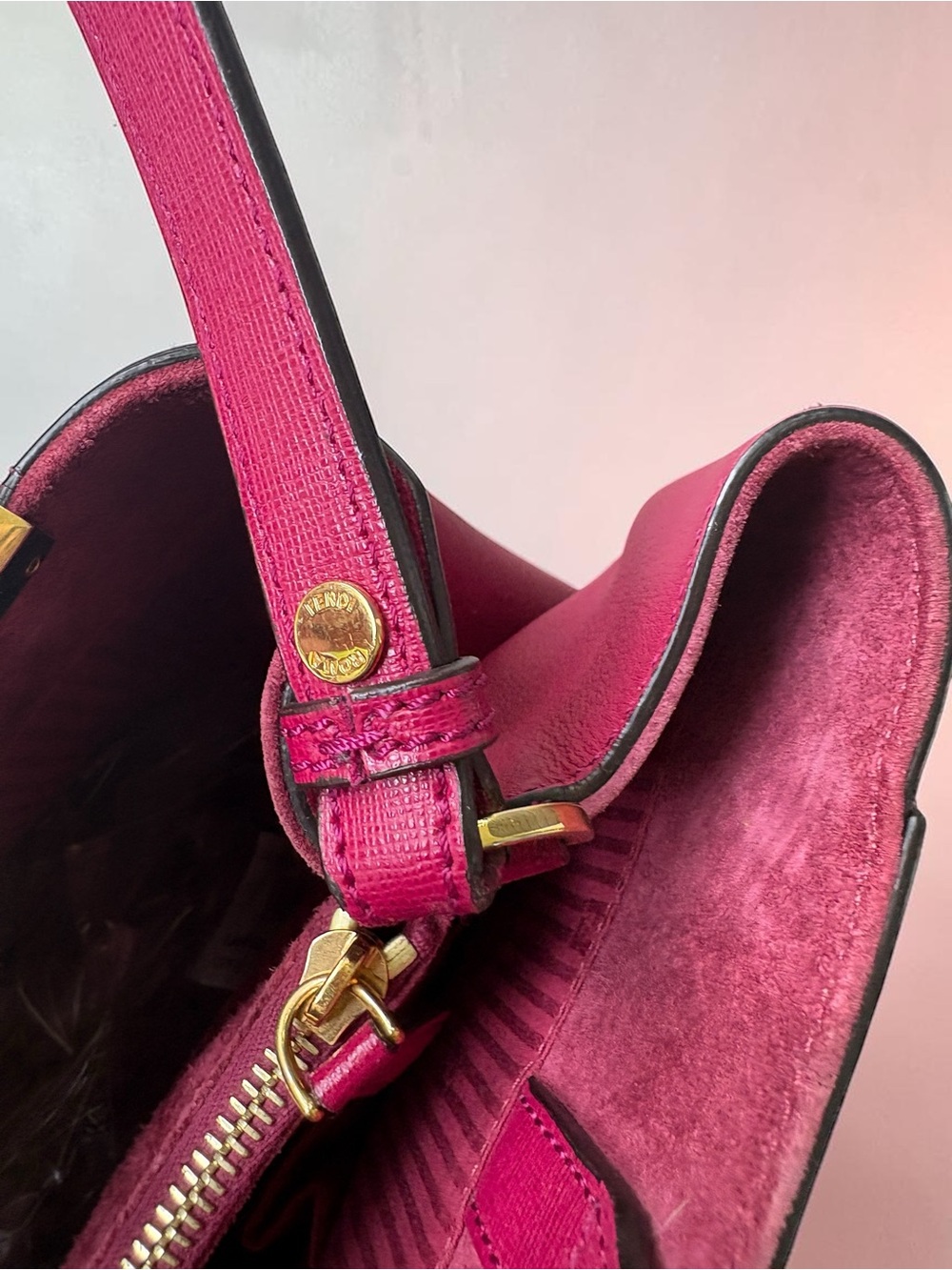 Fendi Pink 2Jours Saffiano Leather Top-Handle Bag Tote Crossbody Shoulder Bag - Picture 5 of 8